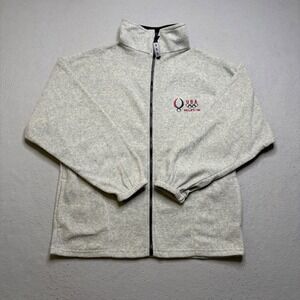 USA Olympics Jacket Mens M Gray Beijing 2008 Full Zip Fleece Made in USA Vintage